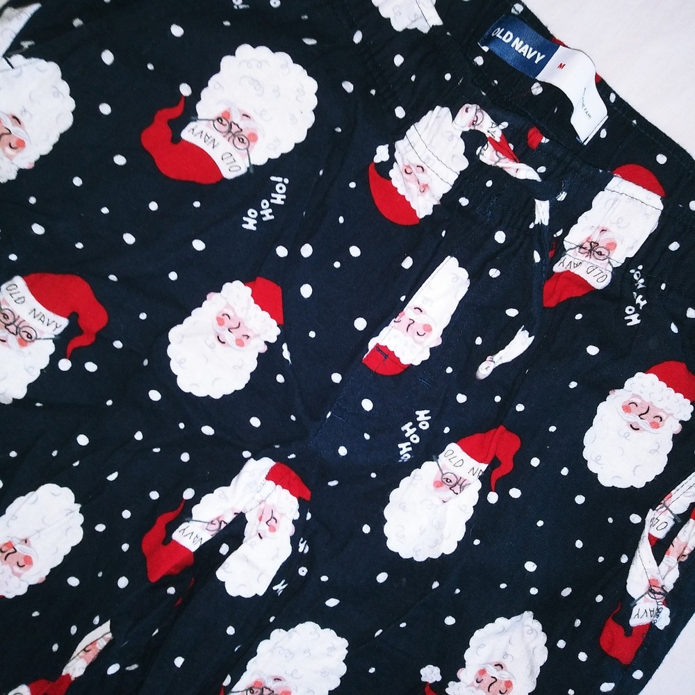 Old Navy Mens Pajama Pants Size M Santa Claus Ho Ho Ho Print Sleepwear‎ Holiday